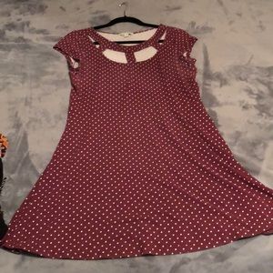 Maroon polka dot dress